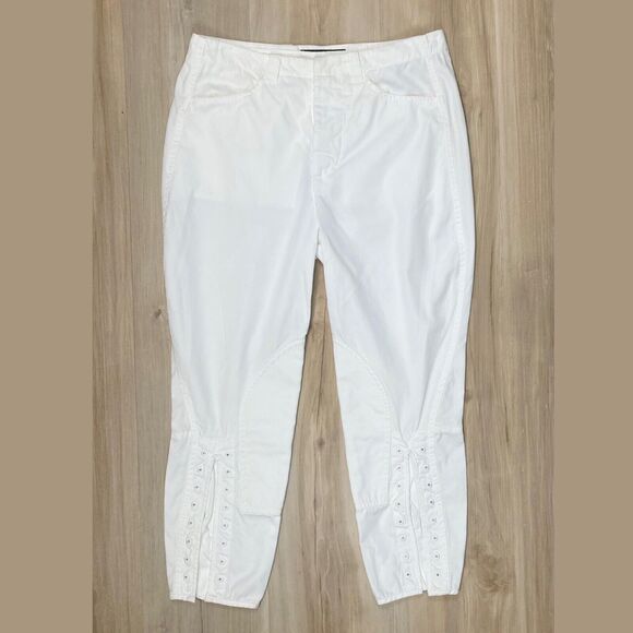 BALENCIAGA Women’s 6 US /36 EU Pants Crop White Y2K Leg Grommets Vintage Rare - Picture 1 of 16